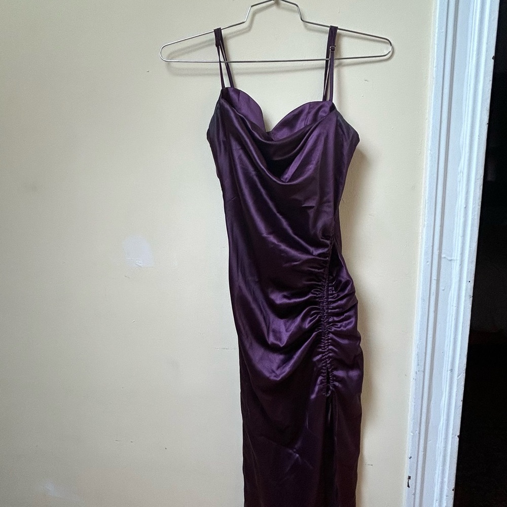 Forever 21 Strapless Satin Dress in Deep Purple